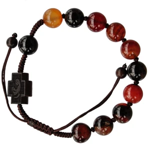 Adjustable Rosary Bracelet with 10mm Agate and Jujube Wood, RSC10