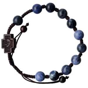 Adjustable Rosary Bracelet with 8mm Sodalite and Jujube Wood, RSC33