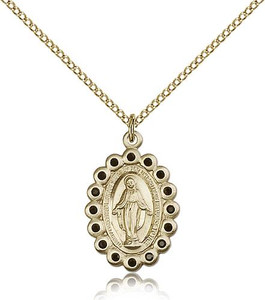 Gold Filled Miraculous Pendant, Gold Filled Lite Curb Chain, 1" x 5/8"