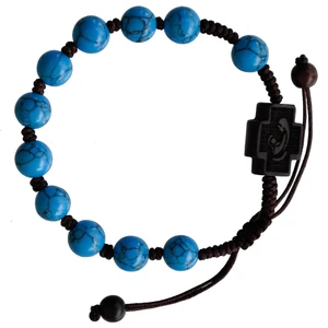 Adjustable Rosary Bracelet with 8mm Turquoise and Jujube Wood, RSC46