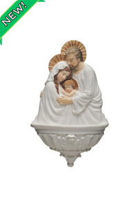 Holy Family Font in White/Hand Painted Features 9" SR-75428-WG