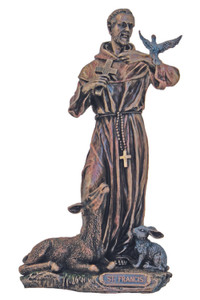 St. Francis with Animals Statue in Cold Cast Bronze 8.5" SR-76058