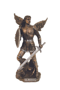 Archangel Michael Statue in Cold Cast Bronze/Pewter Style 9" SR-76311-BP