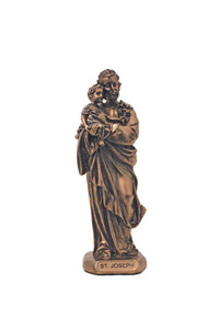 St. Joseph & Child Statue in Cold Cast Bronze 3.5" SR-77716