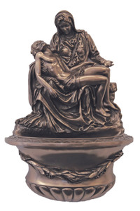 Pieta Font in Cold Cast Bronze 10" SR-75364