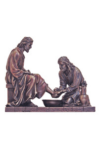 Christ Washing Feet Statue in Cold Cast Bronze 8.5x8" SR-76001