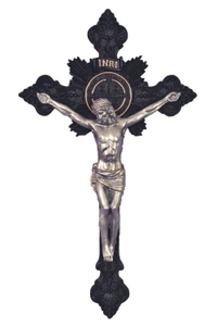 St. Benedict Crucifix Black/Pewter Style 14" SR-76590-BLK