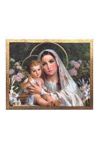 Madonna & Child with Lilies Florentine Plaque by Simeone 8x10" L-148-285