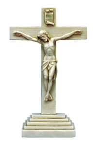 Standing Crucifix in Antiqued Alabaster 10.5" ET-20-SA