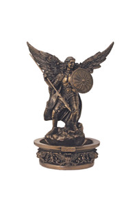 Standing/Hanging Archangel Raphael Font in Cold Cast Bronze 7.25" SR-77798