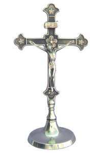 Standing Crucifix in Silver Plated Brass 11" 140307