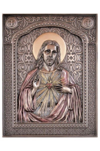Sacred Heart of Jesus Plaque in Cold Cast Bronze 6x7.5" SR-77831