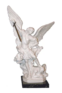 St. Michael Statue in White Alabaster 9" 417