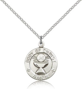 Sterling Silver St. Christopher Pendant, Lite Curb Chain, 3/4" x 5/8" Sterling Silver St. Christopher Pendant, Lite Curb Chain, 3/4" x 5/8"