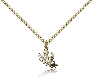 Gold Filled Angel Pendant, Gold Filled Lite Curb Chain, 3/8" x 3/8" Gold Filled Angel Pendant, Gold Filled Lite Curb Chain, 3/8" x 3/8"