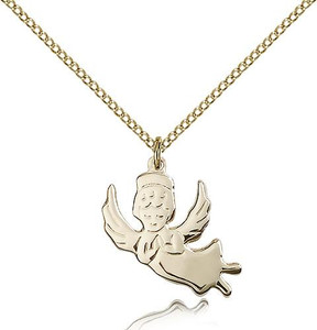 Gold Filled Angel Pendant, Gold Filled Lite Curb Chain, 3/4" x 3/4" Gold Filled Angel Pendant, Gold Filled Lite Curb Chain, 3/4" x 3/4"
