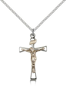 Two-Tone GF/SS Maltese Crucifix Pendant, Lite Curb Chain, 1 1/8" x 5/8" Two-Tone GF/SS Maltese Crucifix Pendant, Lite Curb Chain, 1 1/8" x 5/8"