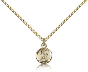 Gold Filled St. Elizabeth Ann Seton Pendant, Gold Filled Lite Curb Chain, 3/8" x 1/4" Gold Filled St. Elizabeth Ann Seton Pendant, Gold Filled Lite Curb Chain, 3/8" x 1/4"