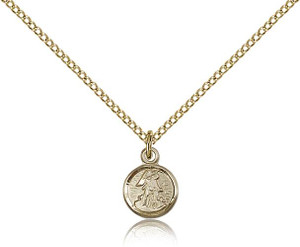 Gold Filled Guardian Angel Pendant, Gold Filled Lite Curb Chain, 3/8" x 1/4" Gold Filled Guardian Angel Pendant, Gold Filled Lite Curb Chain, 3/8" x 1/4"