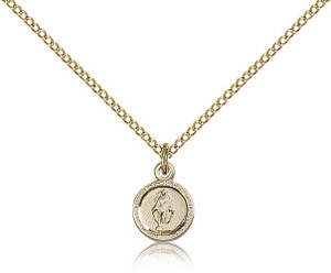 Gold Filled Miraculous Pendant, Gold Filled Lite Curb Chain, 3/8" x 1/4" Gold Filled Miraculous Pendant, Gold Filled Lite Curb Chain, 3/8" x 1/4"