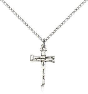 Sterling Silver Nail Cross Pendant, Lite Curb Chain, 3/4" x 1/2" Sterling Silver Nail Cross Pendant, Lite Curb Chain, 3/4" x 1/2"
