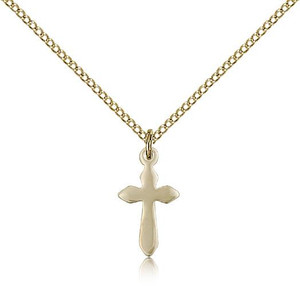 Gold Filled Cross Pendant, Gold Filled Lite Curb Chain, 5/8" x 3/8" Gold Filled Cross Pendant, Gold Filled Lite Curb Chain, 5/8" x 3/8"