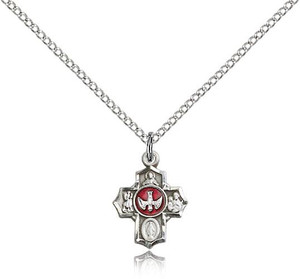 Sterling Silver 5-Way Pendant, Lite Curb Chain, 1/2" x 3/8"