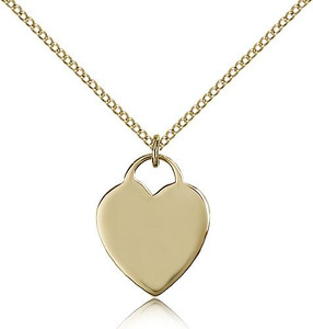 Gold Filled Heart Pendant, Gold Filled Lite Curb Chain, 3/4" x 5/8" Gold Filled Heart Pendant, Gold Filled Lite Curb Chain, 3/4" x 5/8"