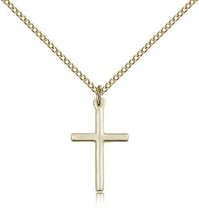 Gold Filled Cross Pendant, Gold Filled Lite Curb Chain, 3/4" x 1/2" Gold Filled Cross Pendant, Gold Filled Lite Curb Chain, 3/4" x 1/2"