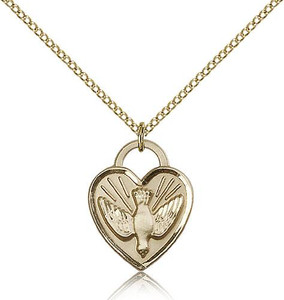 Gold Filled Confirmation Heart Pendant, Gold Filled Lite Curb Chain, 3/4" x 5/8" Gold Filled Confirmation Heart Pendant, Gold Filled Lite Curb Chain, 3/4" x 5/8"