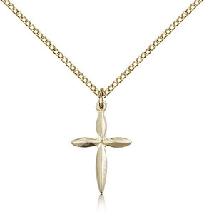 Gold Filled Cross Pendant, Gold Filled Lite Curb Chain, 3/4" x 1/2"
