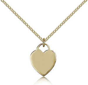 Gold Filled Heart Pendant, Gold Filled Lite Curb Chain, 5/8" x 1/2"