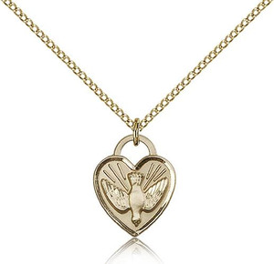 Gold Filled Confirmation Heart Pendant, Gold Filled Lite Curb Chain, 5/8" x 1/2" Gold Filled Confirmation Heart Pendant, Gold Filled Lite Curb Chain, 5/8" x 1/2"