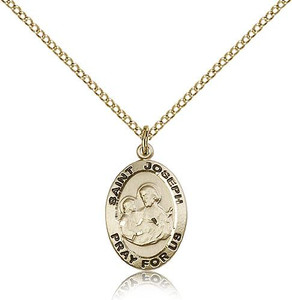 Gold Filled St. Joseph Pendant, GF Lite Curb Chain, 3/4" x 1/2" Gold Filled St. Joseph Pendant, GF Lite Curb Chain, 3/4" x 1/2"