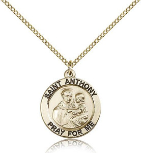 Gold Filled St. Anthony of Padua Pendant, GF Lite Curb Chain, 3/4" x 3/4" Gold Filled St. Anthony of Padua Pendant, GF Lite Curb Chain, 3/4" x 3/4"