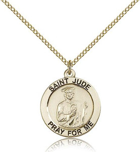 Gold Filled St. Jude Pendant, GF Lite Curb Chain, 3/4" x 3/4" Gold Filled St. Jude Pendant, GF Lite Curb Chain, 3/4" x 3/4"