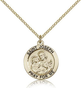 Gold Filled St. Joseph Pendant, GF Lite Curb Chain, 3/4" x 3/4" Gold Filled St. Joseph Pendant, GF Lite Curb Chain, 3/4" x 3/4"