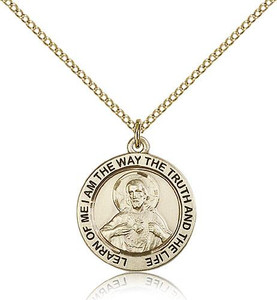 Gold Filled Scapular Medal, GF Lite Curb Chain, 3/4" x 3/4" Gold Filled Scapular Medal, GF Lite Curb Chain, 3/4" x 3/4"