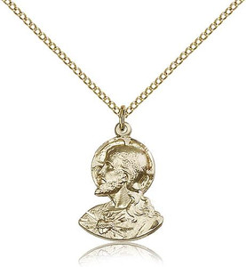 Gold Filled Head of Christ Pendant, Gold Filled Lite Curb Chain, 3/4" x 1/2" Gold Filled Head of Christ Pendant, Gold Filled Lite Curb Chain, 3/4" x 1/2"