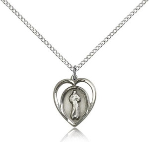 Sterling Silver Divine Mercy Pendant, Lite Curb Chain, 5/8" x 1/2" Sterling Silver Divine Mercy Pendant, Lite Curb Chain, 5/8" x 1/2"