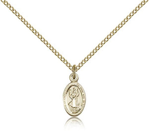 Gold Filled St. Christopher Pendant, Gold Filled Lite Curb Chain, 1/2" x 1/4" Gold Filled St. Christopher Pendant, Gold Filled Lite Curb Chain, 1/2" x 1/4"