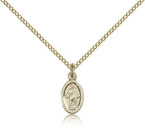 Gold Filled Scapular Pendant, Gold Filled Lite Curb Chain, 1/2" x 1/4"