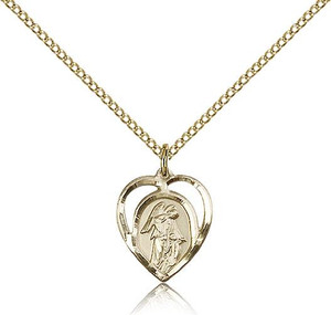 Gold Filled Guardian Angel Pendant, Gold Filled Lite Curb Chain, 5/8" x 1/2" Gold Filled Guardian Angel Pendant, Gold Filled Lite Curb Chain, 5/8" x 1/2"