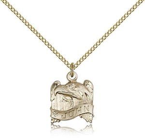 Gold Filled St. John Pendant, Gold Filled Lite Curb Chain, 5/8" x 1/2"