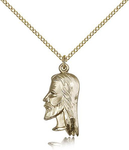 Gold Filled St. Christopher Pendant, Gold Filled Lite Curb Chain, 7/8" x 3/8" Gold Filled St. Christopher Pendant, Gold Filled Lite Curb Chain, 7/8" x 3/8"