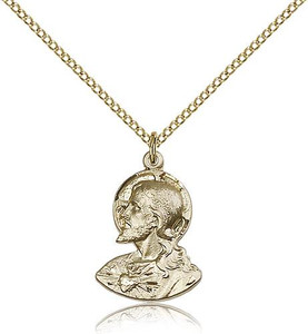 Gold Filled Head of Christ Pendant, Gold Filled Lite Curb Chain, 3/4" x 1/2" Gold Filled Head of Christ Pendant, Gold Filled Lite Curb Chain, 3/4" x 1/2"