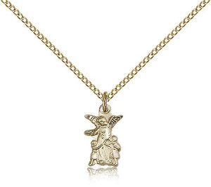 Gold Filled Guardian Angel Pendant, Gold Filled Lite Curb Chain, 1/2" x 1/4" Gold Filled Guardian Angel Pendant, Gold Filled Lite Curb Chain, 1/2" x 1/4"