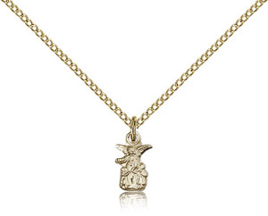 Gold Filled Littlest Angel Pendant, Gold Filled Lite Curb Chain, 3/8" x 1/4"