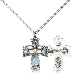 Sterling Silver 4-Way Pendant, Lite Curb Chain, 3/4" x 5/8"