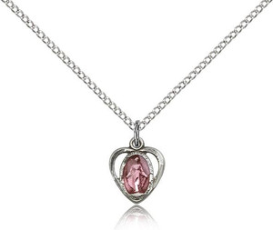 Sterling Silver Miraculous Pendant, Lite Curb Chain, 3/8" x 3/8" Sterling Silver Miraculous Pendant, Lite Curb Chain, 3/8" x 3/8"